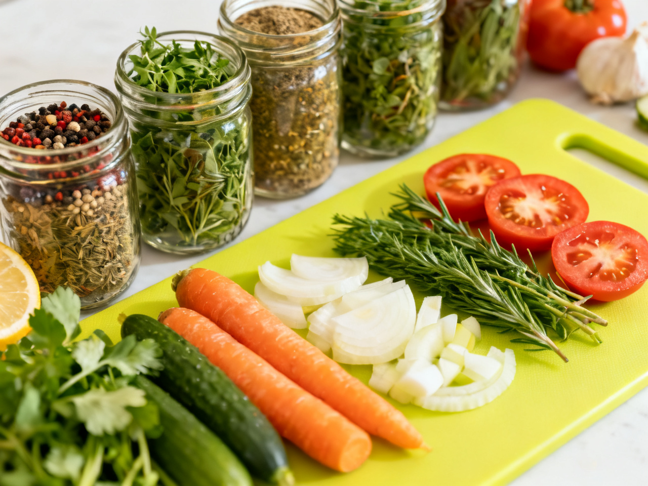Meal preparation with fresh ingredients
